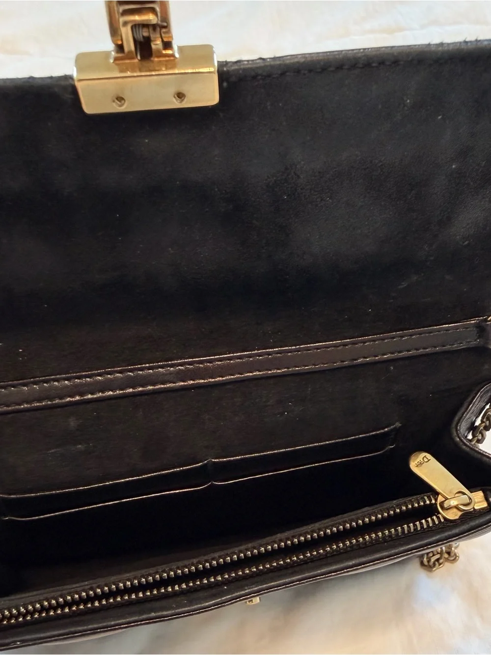 Dior Black Quilted Leather Phone Case with Gold Hardware